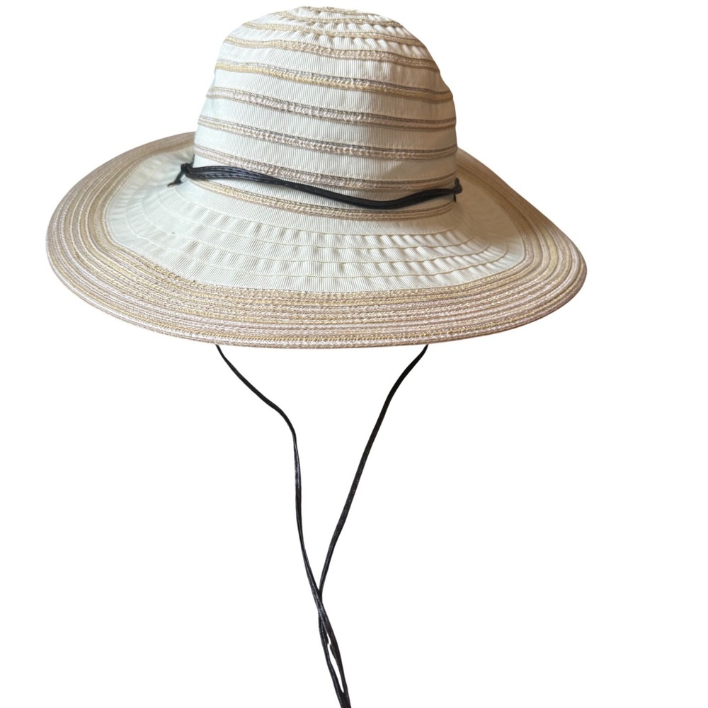 Scala Women Ribbon Braid Sun Hat UPF 50+ Packable Wide Brim Cream LC847-ASST